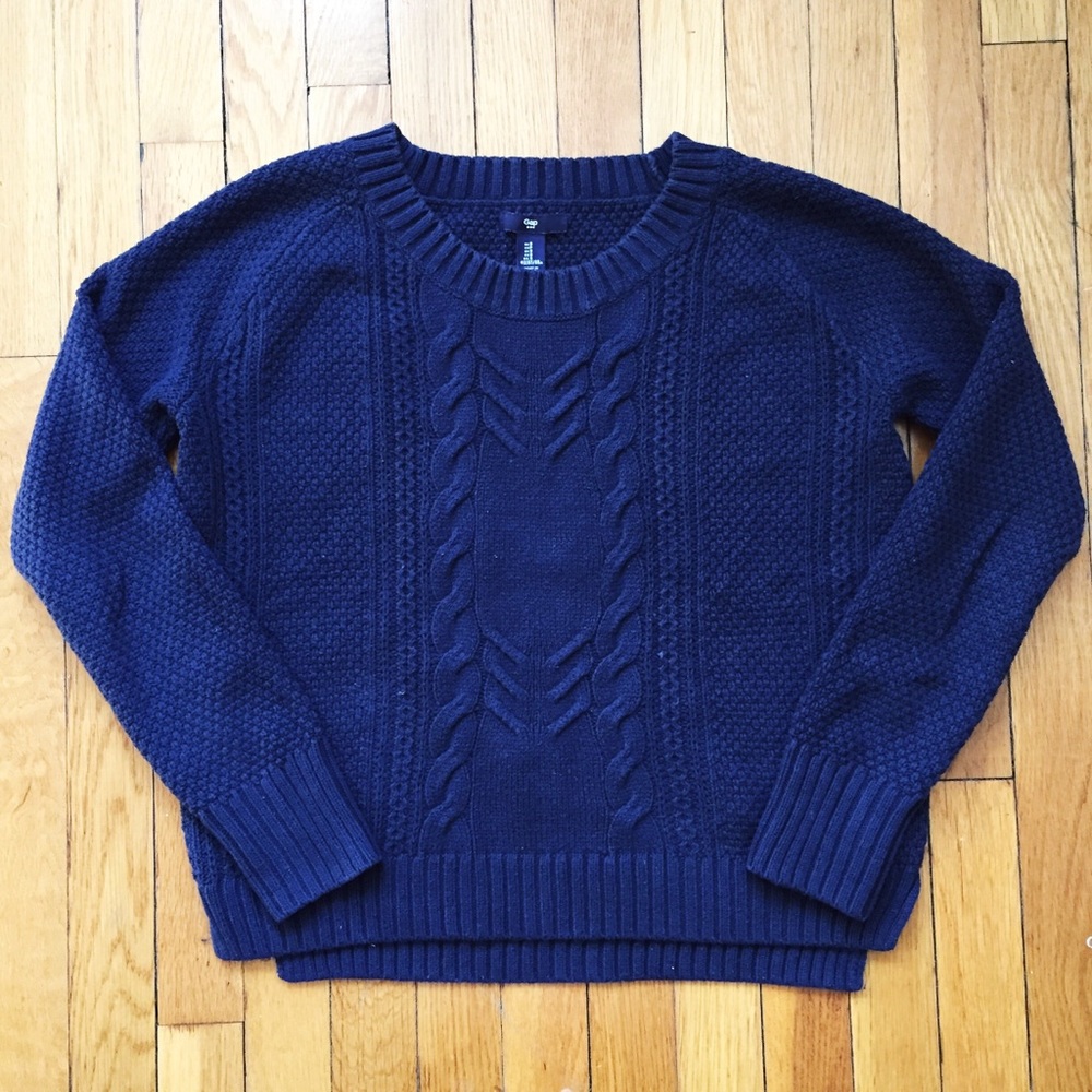Navy Cable-Knit Sweater